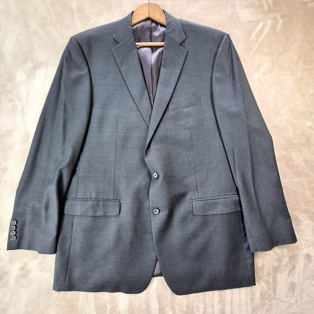 Lauren Ralph Lauren Suit Jacket Mens 48 Long Gray Wool Double Vent 2 Btn Formal